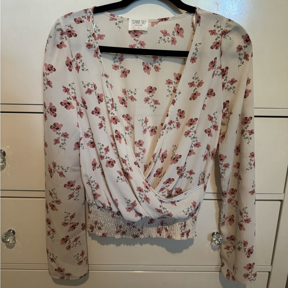Sienna Sky Floral Blouse - Cream and Pink
